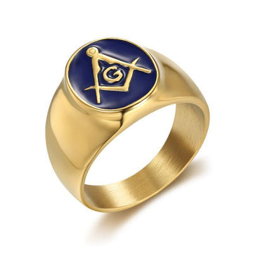 Freemason Rings - 316L Stainless Steel Gold-Color Masonic Rings - The Jewellery Supermarket